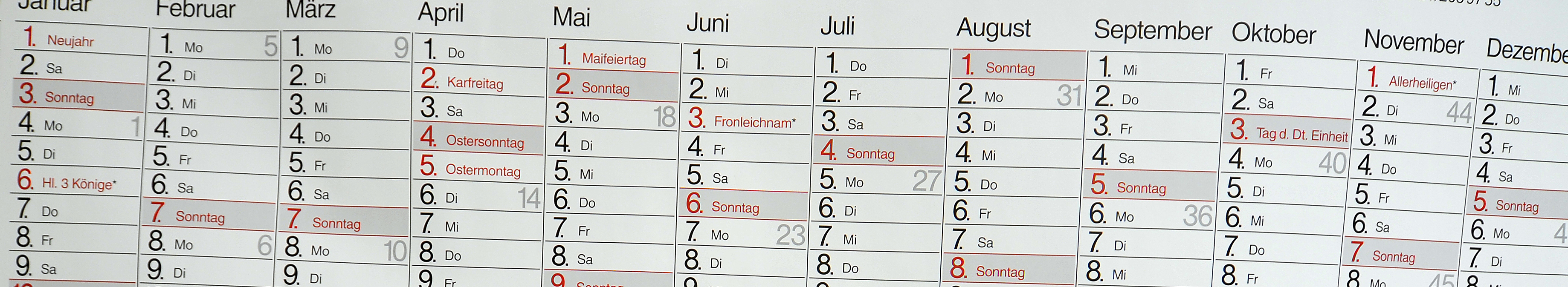Wandkalender mit allen Monaten © Dienstleistungszentren Ländlicher Raum